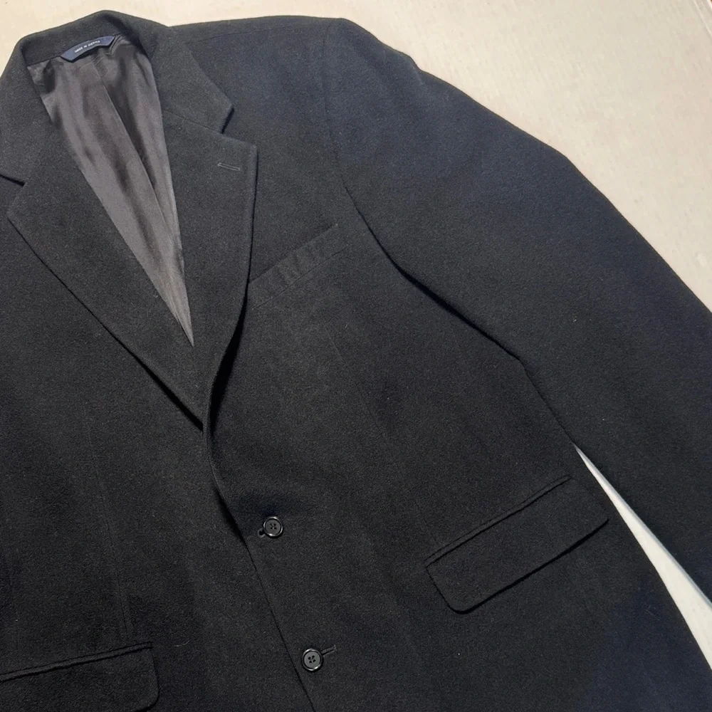 BROOKS BROTHERS Men's Vintage 100% Camel Hair Black Blazer Jacket Size‎ 44 Long